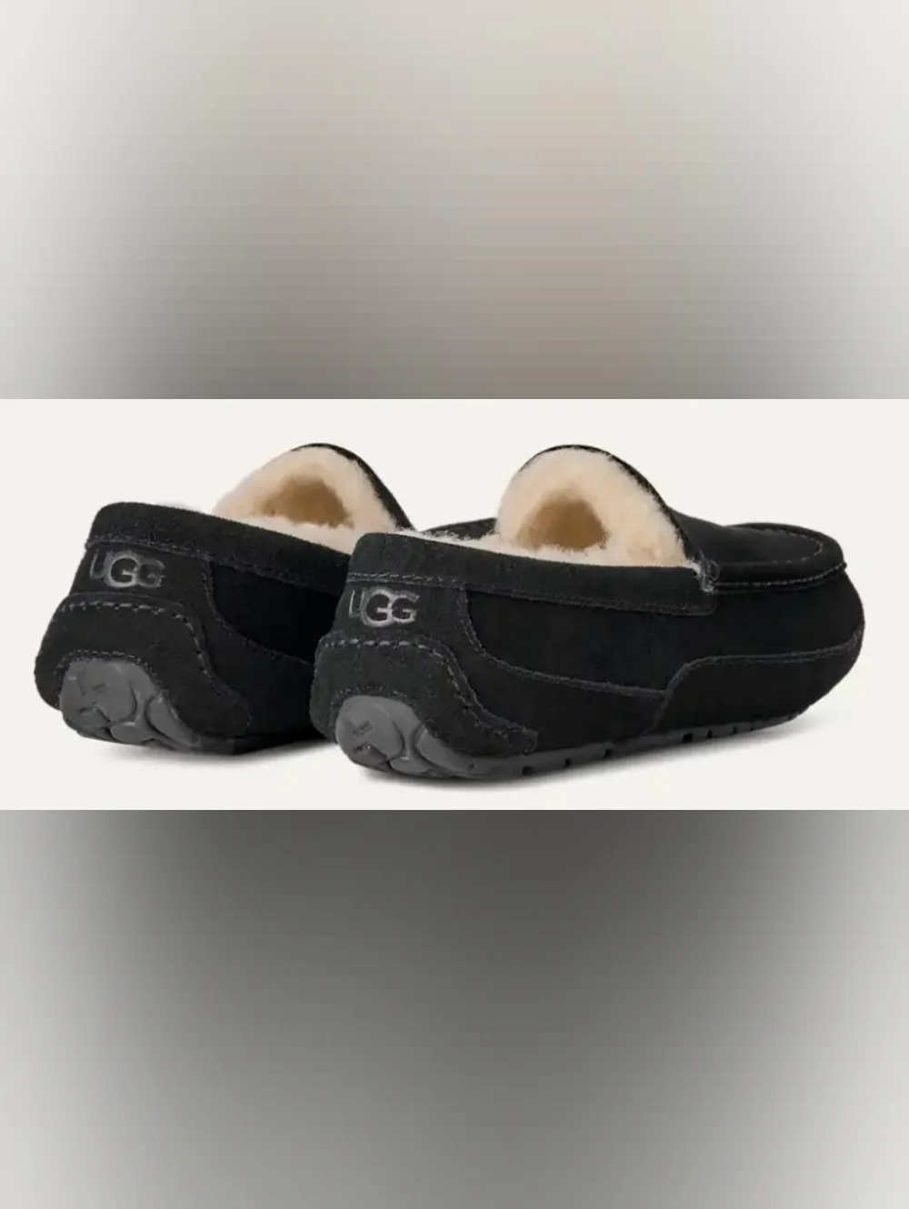 UGG Ascot Black Moccasin Suede Slippers Men's Size 8 NWOT MSRP $119.95